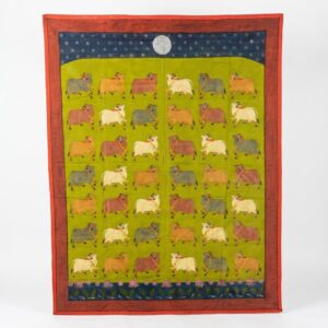 Cow Pichwai Painting Gopashtmi theme hand-painted traditional Indian artwork with sacred cows and intricate detailing