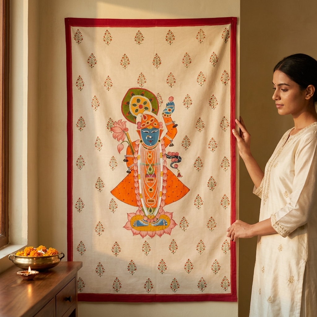 Shrinathji Pichwai Painting on Cloth - Image 6