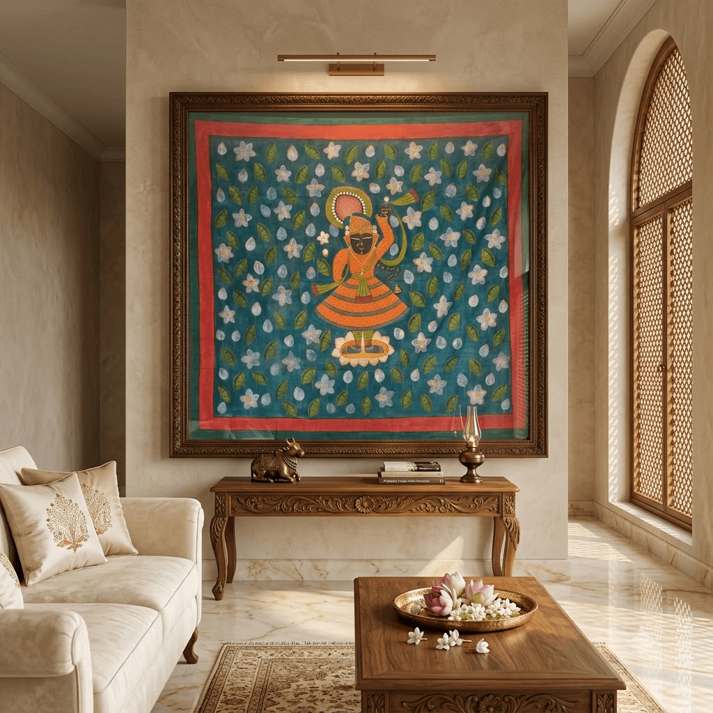 Shrinathji in Kamal Talai Pichwai - Image 4