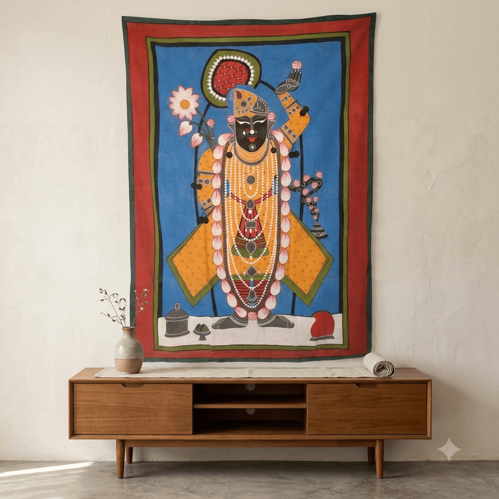 Shrinathji Pichwai Painting - Yellow Attire - Image 5